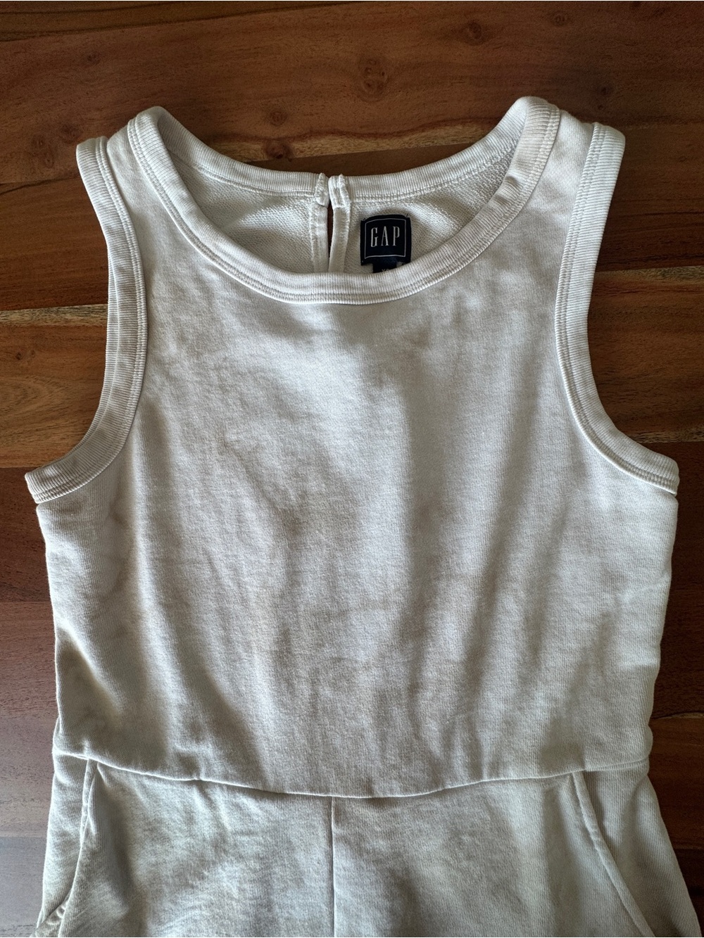 Gap Vintage Soft Cotton Tie Dye Romper Neutral Ivory Pockets XS - Picture 7 of 12